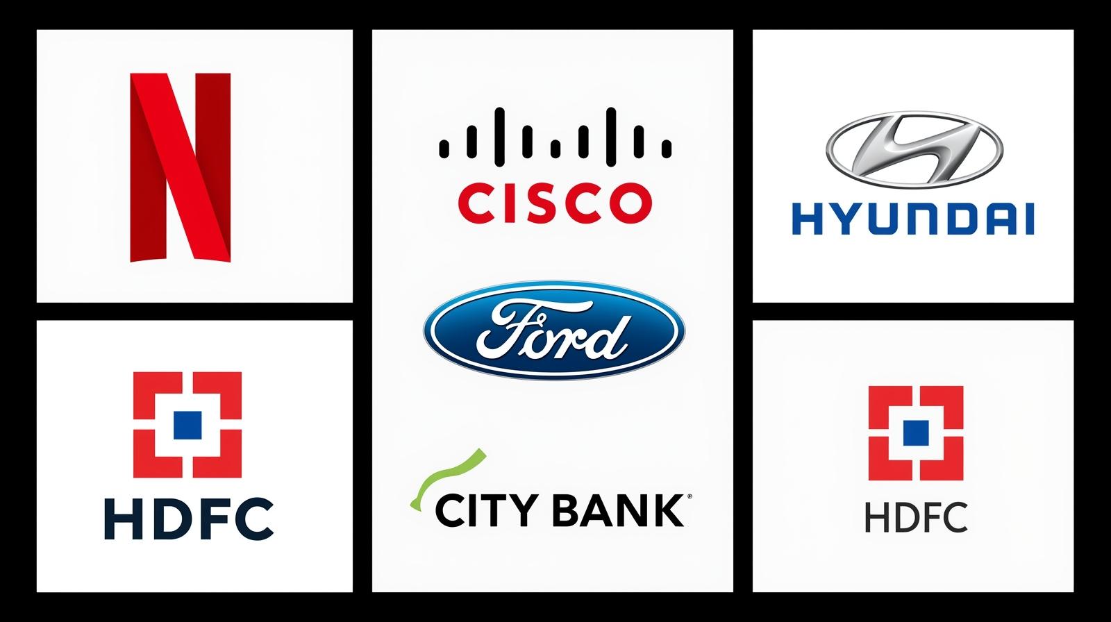 Netflix, Cisco, Ford, Hyundai, City Bank, HDFC